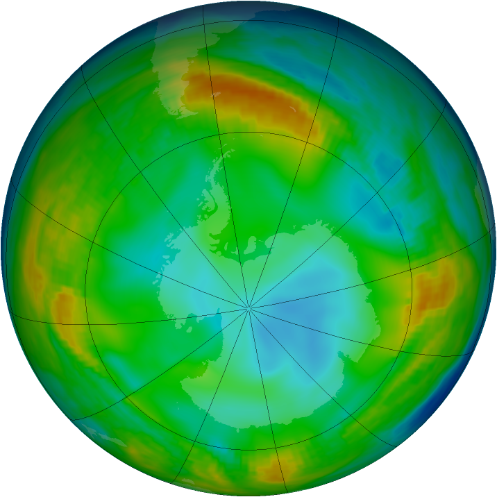 Antarctic ozone map for 30 June 1980
